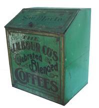 O410 The J.M. Bour Co's Celebrated Blended Coffee Tin  16" wide x19" tall x 13" deep