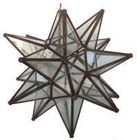 F6 Metal and glass Garden Star in the form of a big Moravian star. Original glass, metal frame