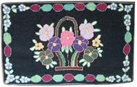 N428 Early 20th century Basket of Flowers hooked rug, Amish Lancaster Pa.