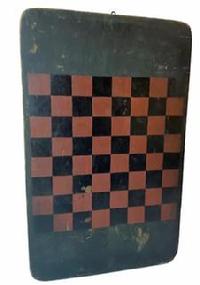 G802 A great 19th century Checkerboard or Game Board in its original beautiful dry green and red and black painted untouched surface. The Game Board is painted on a single board with bread board ends which was applied to keep the board from warping. Found in West Virginia in a private collection Image Properties   Increase	 226 Apply  Decrease