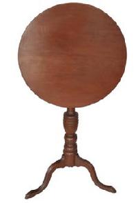 **SOLD** E108 18th century New England tilt top Candle Stand, in original red painted surface . It is from New England, circa 1790-1800. The round top is affixed to an attractive baluster turned column , supported by three wide cabriole legs, ending in a snake foot