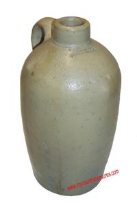 Stamped John Bell small size stoneware jug measurements are: 8 1/2" tall