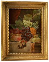 F476 Late 19th century oil on canvas still life of fruit painting. Signed by Artist W. Tudor. The painting is in excellent vintage condition. Artist signature lower right corner. In its original giltwood frame.  The oil / canvas framed 16 ½� wide X 20 3/4"