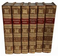J54 Set of 6 leather bound books - "Smollett's Works" - The Miscellaneous Works of Tobias Smollett, M.D. with Memoirs of his life and writings by Robert Anderson, M.D. - The Sixth Edition, In 6 Volumes - 1820" (Complete set - nice condition!) Books measure 8 1/2" tall x 5 1/2" deep.  
