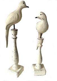 J226 Pair of hand carved, white painted Dove Decoys on pillarsT his is a wonderful pair of wood -dove decoys. They are hand carved and painted,