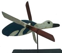 W262 Mid 20th century Duck whirligig, red white and blue, from  Cape Cod, Massachusetts 17" long x 12" tall