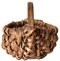 RM1335 Early 19th century Southern miniature hand woven rib and split oak gathering basket bearing wonderful natural patina. 
