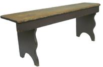 W270 19th Pennsylvania mortised bench great small size with old paint over the original red, double mortised, nice bootjack design cut out legs, circa 1820