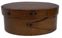 V355 Oval bentwood  Shaker Pantry Box with finger lap, The construction is of small nails and tiny wooden pegs. 5 1/2" long x 2 1/4" tall 4" wide