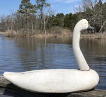 E104 Eastern Shore Maryland Dorchester County, large white Swan carved by Captain Billy Mills from Crockenon MD.lower Dorchester County
