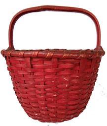 G172 Gathering Basket with wonderful original red paint , in great condition, the rim is single wrapped, with a high steamed and bent handl