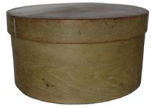 C549 19th century Mass. Pantry Box, with the original greenish / mustard paint, This Pantry is signed on the lid "E. Ken??????, Winchendon, Mass"