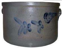 Pennsylvania, Cake Crock, with two applied handles, 14" across the top x 8 1/2" tall