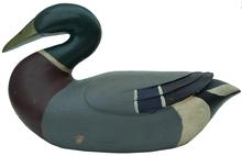 X17 South Carolina Cain Brother style Mallard Decoy with snake neck and carved feather mid 20th century 