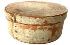 G423 19th century small size original okra painted Pantry Box from New England .Great form and surface .