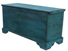 X79  SUSSEX COUNTY, DELAWARE Original  BLUE PAINTED PINE BLANKET CHEST