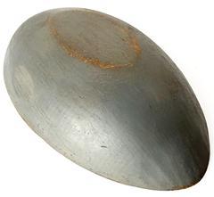 F431 19th century North Carolina oval Trencher / Dough Bowl with original gray painted exterior and natural patina interior. Interior retains evidence of chop / slice marks