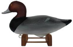 D22 Charlie Joiner redhead decoy, signed and dated 2008, this decoy is # 6 out of 25 carved for Madison Mithell Endowment Trust, March 14 2008 come with matching stand with brass plate ment condition
