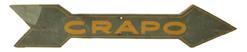 **SOLD** B212 Early 20th century road sign for Crapo is an community in Dorchester County, Maryland, United States. The sign is painted on wood with the original green and yellow paint .It has frequently been noted on lists of unusual place names
