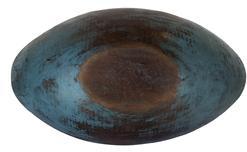 D524 Early Handmade Oval Southern Dough Bowl. Hardwood dough bowl with rich patina on the inside and beautiful old blue paint on the exterior. 