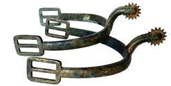 RM1460 Original Pair of 1859 Civil War Cavalry Spurs, nice dark patina. Hard to find a matched pair anymore