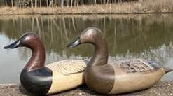 F158 A pair of high head Decoys from Havre De Grace Md . The Decoys are in original paint and perfect condition. The carver is unknown, but He made a fine pair of decoys, they look the Barnard family decoys ca. (1970�s)