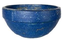 RM1222 Early 19th Century New England wooden bowl in vibrant original blue paint