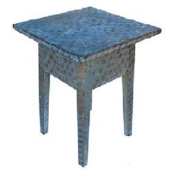 F536 Early 19th century Shenandoah Valley, Virginia Hepplewhite splay leg side table, circa 1840 with wonderful folk art decorated paint consisting of a gray background with black dots on the top, and striped legs.