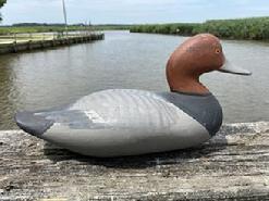 *SOLD* F312 Redhead drake decoy by Madison Mitchell Havre de Grace, MD (1901-1993). Ca. 1960's, original paint, unused condition,