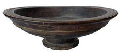 F261 Fantastic early 19th Century turned wood footed compote. This wonderful Continental compote was turned from a single piece of Walnut wood and has many beautifully incised turnings, traces of old red paint and super patina appropriate for its age. Great form!