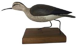 *SOLD* D337  Curlew wooden hand carved by  Rob Daily with metal legs and glass eyes 