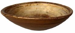 H165 Early 19th century Wooden turned Bowl Small size, out of round ,with the original dry mustard paint on the outside and painted on the inside , and shows wonderful lathe marks,