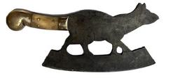 **SOLD** M107 19th century Figural Fox Food Chopper / Cleaver with steel blade and bone and brass handle. Circa 1880s-1900.