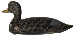 D523 Lloyd Tyler Black Duck Decoy from Crisfield Maryland, with a half-turned head, working repaint, and original weight.