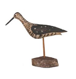 RM662 Folk Art Shorebird carved by Will Kirkpatrick, signed on bottom of bird WEK circa 1970. measures 9 1/4 tall