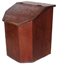 C167 19th century small Storage Bin with the original red paint, very unusual size, used to set on counter of General Store, circa 1870