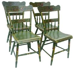W337 Set of four, early 19th c. Lancaster County  Pennsylvania  paint decorated  chairs.