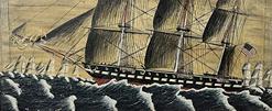 J365 Folk Art framed ship painting -