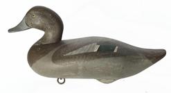 J25 Upper Bay Green Wing Teal Duck Decoy by Madison Mitchell (1901-1993) Havre de Grace, MD. Original weight, staple and ring remains on bottom.  