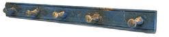 **SOLD** M1170 Early 19th century Pennsylvania peg rack with five nicely shaped wooden pegs bearing early old blue painted surface. Beaded edge along top and bottom. Very sturdy with great wear. Measurements: 31" long x 3" tall x 3 3/8� deep at each peg. 