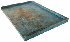 **SOLD** RM1393 Fantastic Mid-19th century Pennsylvania Noodle Board in original dry, blue painted surface. Originally used for rolling dough and cutting noodles. The three raised sides keep noodles and/or flour on the board when using. Square head nail construction. Great patina and wear from years of use. Measurements: 24� wide x 17 1/2� deep x 1 1/2� tall (sides & back) x 3/4� thick in front.
