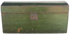 Y10 Mid 19th century  Dome Top Box in Dark Green Paint  dovetailed case dome top document Box  in the original  green paint,  circa 1850,