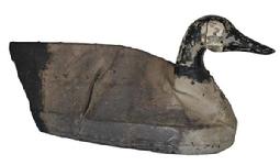 C532  Knott�s Island North Carolina Canvas Goose Decoy by Albert White circa 1940 ,the  tenon joint head is a characteristic of Albert White decoys,Took a bit of skill to do it right, but made for a nice, strong head.