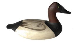  J98 Miniature Charles Barnard high-head Canvasback decoy carved by Lloyd Cargile � solid wood, branded on bottom �LC� � Approximate measurements: 5 &frac12;� long x 2 &frac12;� wide x 3" tall. 