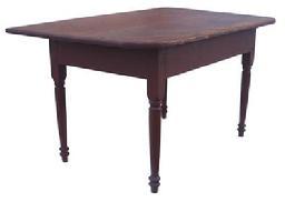 U194  Pennsylvania one board top  Work Table, with old dry red over the original red paint.  31 1/2" wide one board top with two batons. very gracefully turned legs, circa 1800-1820