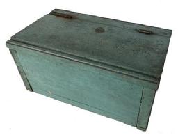 F203 19th century Document Box with the original paint, hinged lid, nail construction case, Measurements are:14" long x 8" deep x 7" tall 