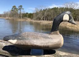 **Sold**E105 Clarence (TITBIRD) Bauer 1925-2006 Havre de Grace, Md Rare Full size Goose decoy in original paint  Titbird started the decoy business at 6 years old.  Worked for Madison Mitchell for 32 years