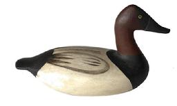  J98 Miniature Charles Barnard high-head Canvasback decoy carved by Lloyd Cargile  solid wood, branded on bottom LC  Approximate measurements: 5 ½ long x 2 ½ wide x 3" tall. 