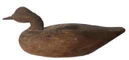Y139 Early wooden Goose Decoy with wonderful weather surface, possiblely Virginia, braned on the bottom, circa 1920's