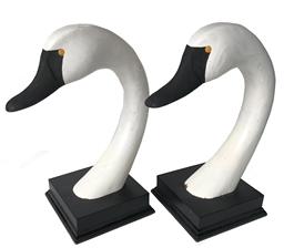 E319 J. MILTON WATSON CHESAPEAKE CITY, MD PAIR OF SWAN HEADS 1972 DECOYS